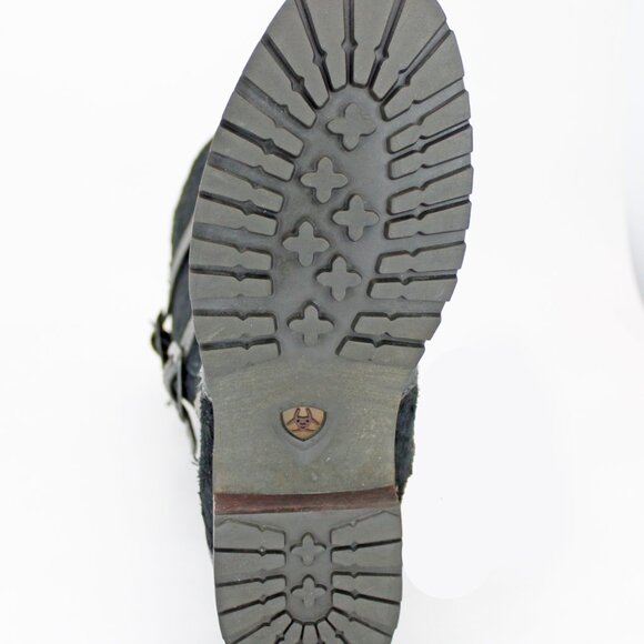 Ariat ‘Highland’ Black Suede and Leather Knee High Buckle Moto Boots - Picture 6 of 7